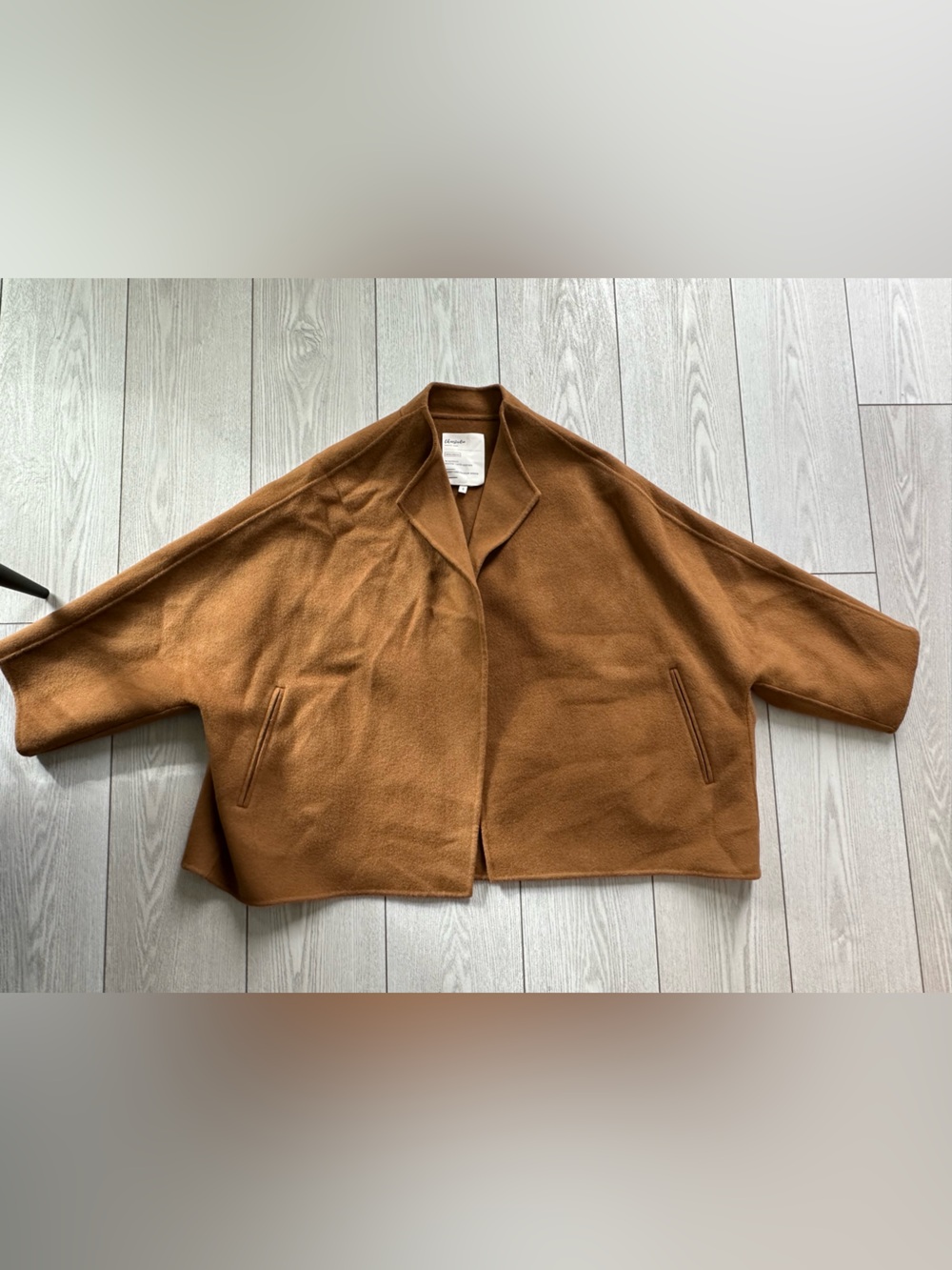 Women's Cropped Brown Wool-Blend Coat